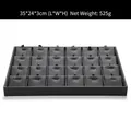 Black 24-compartment jewelry display tray measuring 35x24x3cm for rings and earrings - Black 24-Slot Pendant Tray