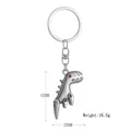 Mechanical metal dinosaur keychain in retro silver finish showing 45mm by 20mm size details - Black Movable Dinosaur Keychain