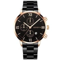 Montre à quartz Geneva pour homme avec cadran noir et bracelet en métal or rose - Bracelet Bicolore Noir Or Rose Cadran Noir (13)