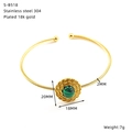 Gedetailleerde afmetingen van de 18K vergulde roestvrijstalen armband met malachiet inleg - Geometrische Schijf Malachiet Stijl (S-B518)
