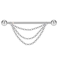 Barbell industriel en acier inoxydable argenté avec triple chaîne pendante - Chaîne à billes argentée