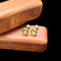 Detailed macro view of gold screw-back stud earrings with cubic zirconia and Roman numerals - 6mm Roman Numeral Barbell (Single) / Gold