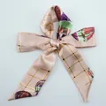 Champagne silk twilly scarf with hot air balloon pattern tied in an elegant bow knot - S39-Champagne Hot Air Balloon