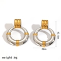 Polierte zweifarbige 18k Gold und Silber Edelstahl Creolen Ohrringe für Damen - TE60584-M / Gold und Silber Zweifarbig