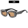 Chic black square sunglasses with sparkling rhinestone frame and brown lenses - Black Frame Tea Lens