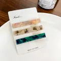 Lot de 3 barrettes en acétate avec motifs marbrés rose, gris et vert sur carte - Style A (Rose Gris Vert Marbre/3 Pcs)