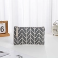 Large capacity off-white geometric canvas makeup bag with secure zipper closure - Grey Arrow (No Label) / Large