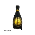 Ballon champagne Happy New Year en aluminium noir et or pour décoration, taille 43x85cm - Bouteille de Vin Noire du Nouvel An