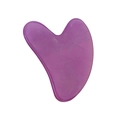 Purple heart-shaped resin gua sha tool with marble texture for facial massage treatment - Resin / Transparent Haze Purple