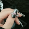 Adjustable silver butterfly ring with pink marquise stones and sparkling white crystals - Style 3-Double Marquise Zirconia