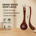 Natural solid ebony wood soup ladle with curved handle and hanging hole, 19cm length - 19cm*6cm