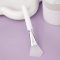 Silicone facial mask brush with soft white tip and silver handle for skincare - Slanted Tail Style C / White
