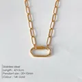 14K vergoldete Edelstahl-Büroklammerkette mit Karabineranhänger für Damen - Kleiner Karabiner Büroklammerkette (XNL0057-2) / 14K-Gold