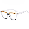Chic square TR90 blue light glasses with orange leopard and transparent white frame - Black Hawksbill