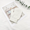 Creamy white exfoliating shower glove with textured fiber and convenient hanging loop - Baozai Style / Single Piece / Off White