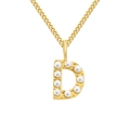 Elegant gold stainless steel necklace with pearl-inlaid letter D pendant. - Letter D / Gold