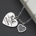 Stainless steel Faith necklace with mustard seed heart pendant on silver cross chain - Faith Mountains