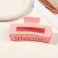 Minimalist matte pink rectangular large hair claw clip on white background for styling - 10.5cm Rectangular - Matte Girly Pink