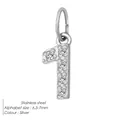 Silver number 1 pendant in stainless steel with sparkling cubic zirconia inlay - Number 1(ZP39295) / Steel
