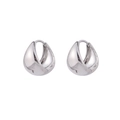 Minimalist wide teardrop silver earrings in 925 sterling silver with polished finish - Silver