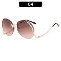 Rimless oversized sunglasses with C4 brown gradient lenses and gold metal temples - Tea Pink