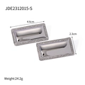 Polished silver stainless steel rectangular hoop earrings with crystal pavé trim - Silver (JDE2312015-S)