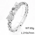Bracciale bizantino da uomo in acciaio inossidabile con doppia testa di lupo, argento - Color Acciaio (KB208300-KFC)