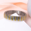 Two-tone stainless steel elastic bracelet with silver rope texture and gold smooth links - k2001-Two-tone Gold Silver Rope Texture