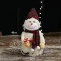 White Christmas snowman plush with red plaid hat and candy cane decoration, 46cm - 46CM Candy Cane Snowman