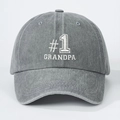 Gorra de béisbol de algodón lavado gris oscuro con bordado blanco #1 GRANDPA para adultos - Talla única / Gris