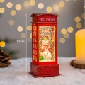 Christmas Telephone Booth Snow Globe Lantern Music Box Holiday Home Party Decoration 12cm - Snowman With Gift Bag (Telephone Booth)