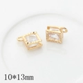 Macro detail of 10x13mm gold zinc alloy square charms with clear zircon for DIY jewelry - Diamond
