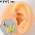 Piercing per cartilagine a farfalla in smalto verde con bordi dorati e sfera a vite - Farfalla Verde Chiaro Dorata