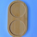 Oval bamboo tray with dual round slots for succulent pots and mosaic DIY crafts - The Inner Diameter Of The Oblong Two-hole Tube Is 7 Cm.
