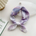 Chic purple and blue striped cotton linen small neck scarf tied in a bow - Butterfly Wave