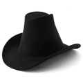 Classic black felt western cowboy hat with wide brim and high crown for men and women - M(56-58cm) / Black