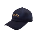 Detalle del bordado dorado MAMA en una gorra de béisbol de color azul marino - Ajustable / Estilo Bordado MAMA / Negro