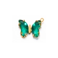 Handmade gold butterfly pendant with green faceted crystal zircon stones for DIY jewelry - Emerald