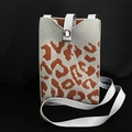 Gray knitted phone bag with orange leopard pattern and cute cat button closure - Leopard Grey Base