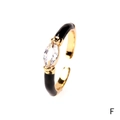 Adjustable gold ring with black enamel drip and marquise-cut marquise zircon stone - Marquise / Black