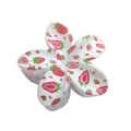 White frangipani hair claw clip with vibrant red strawberry print and glossy finish - UV Print Plumeria [Strawberry]