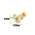 Detail view of golden butterfly cartilage stud earring with pear-shaped opal stones, 0.75cm width - 6# Phantom Butterfly (HSPJ093-6) / Gold Yellow