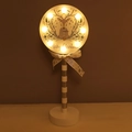 Lampada LED natalizia in legno bianco con motivo a renna e lampadine a luce calda - Cervo Bianco Argento