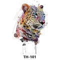 Waterproof temporary tattoo featuring colorful watercolor leopard head design, model TH-101 - Th-101 / 210*148mm