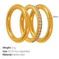 Stapelbare gouden roestvrijstalen ringenset met heldere zirkonia voor dames - US 7# / Goud