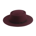 Vintage burgundy wool fedora hat with black leather belt and metal buckle detail - 58cm / Wine Red - Belt