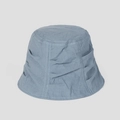 Sombrero de pescador de lino azul grisáceo para mujer, transpirable con textura plisada - M(56-58cm) / Azul