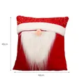 Red sequin Christmas pillow with white beard design, size 40x40cm and 145g weight - Red Sequin Style / 40x40cm