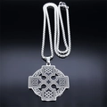 Collana con croce celtica vichinga in acciaio inossidabile argento con catena a scatola - Argento Croce