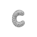 Detailed view of silver pavé crystal letter C charm for DIY name bracelets - Letter C Style (DB241108-C)